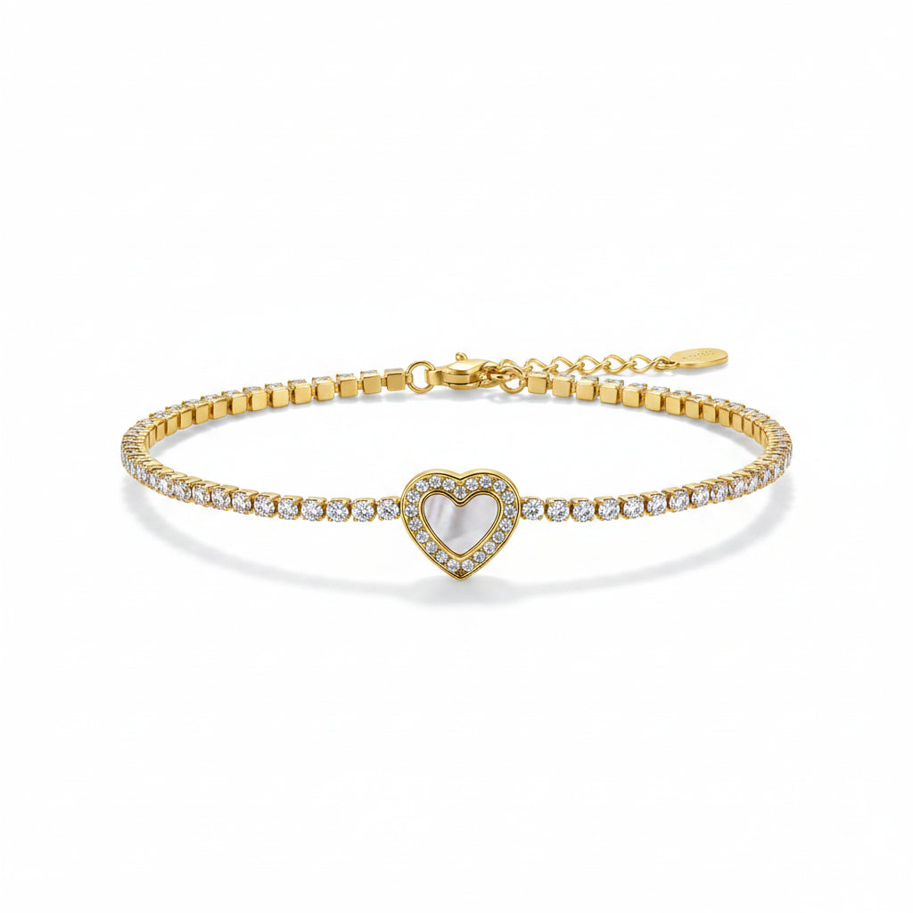 Cameron Diamond Heart Tennis Bracelet - Excluze