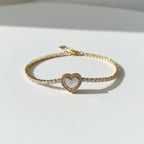 Cameron Diamond Heart Tennis Bracelet - Excluze