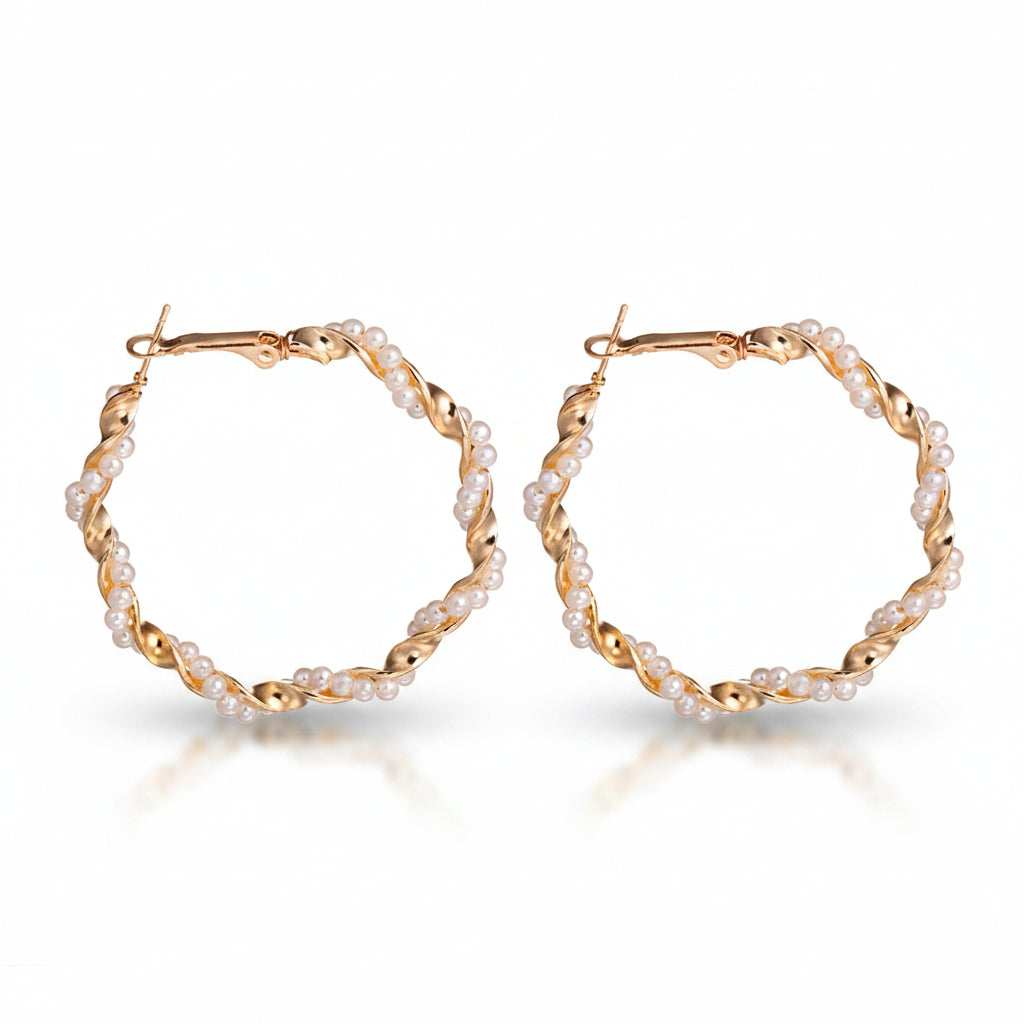 Metal Pearl Earrings Earrings - Excluze