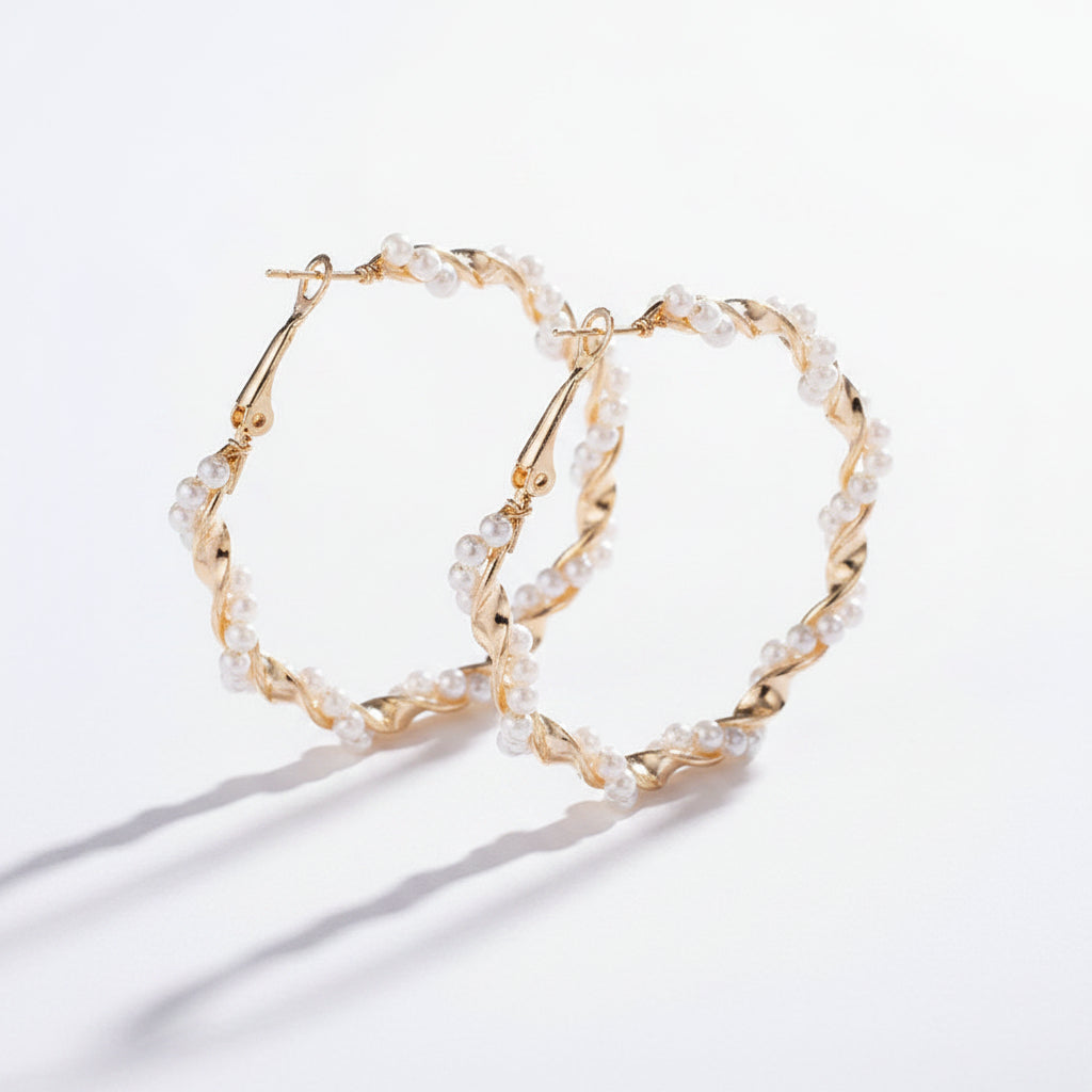 Metal Pearl Earrings Earrings - Excluze