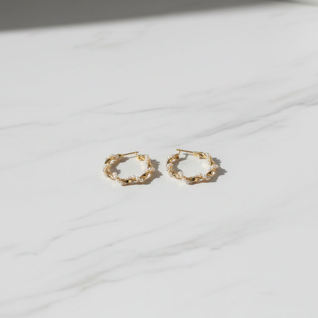 Metal Pearl Earrings Earrings - Excluze