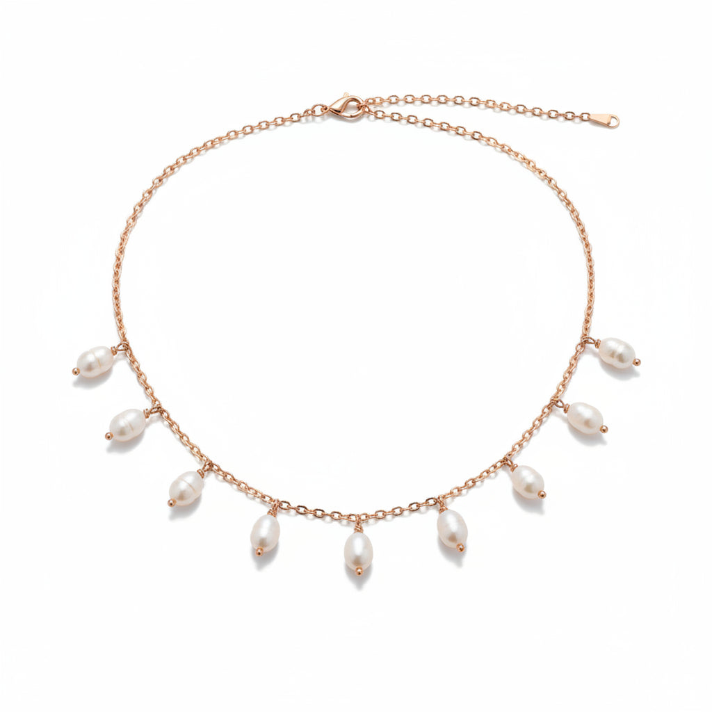 Oval Pearl Pearl Tassel Necklace - Excluze